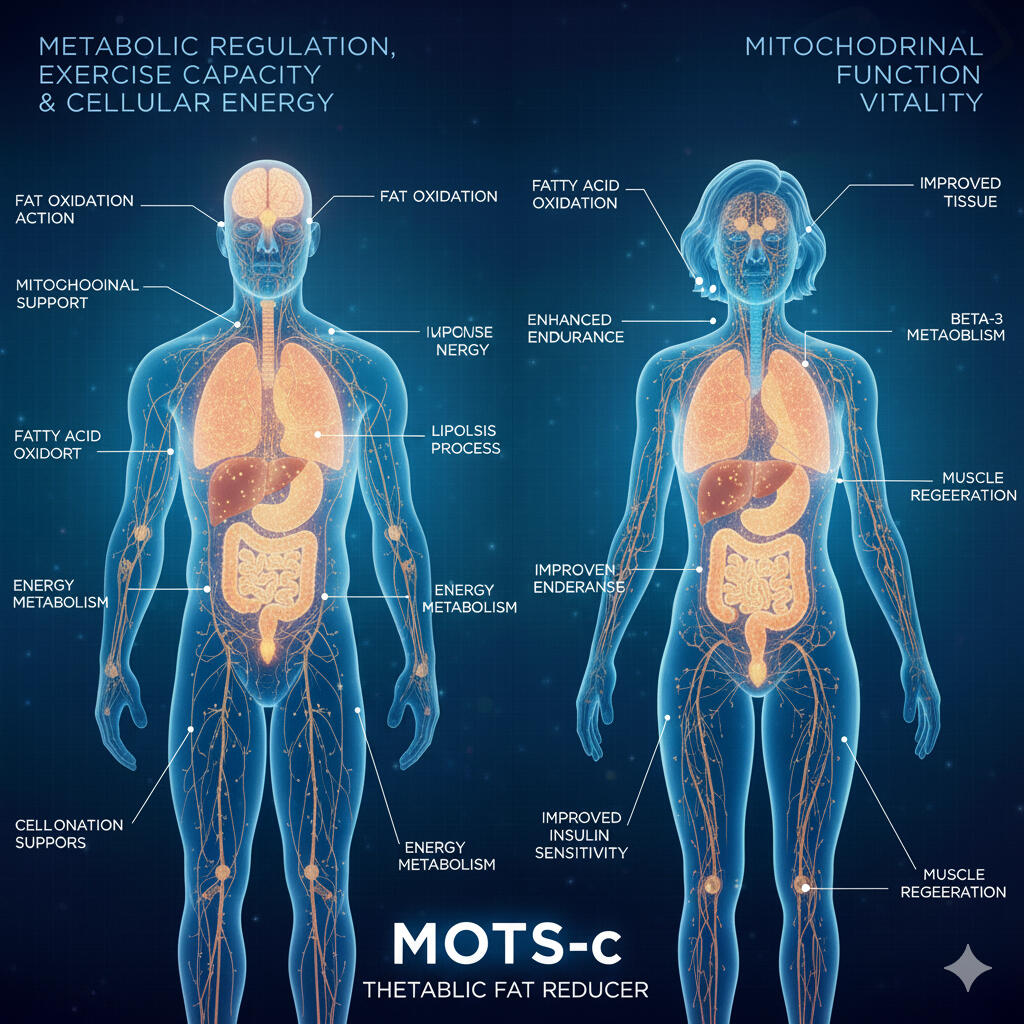 MOTS-C Mitochondrial peptide for stamina, insulin sensitivity, and endurance. $229 / month