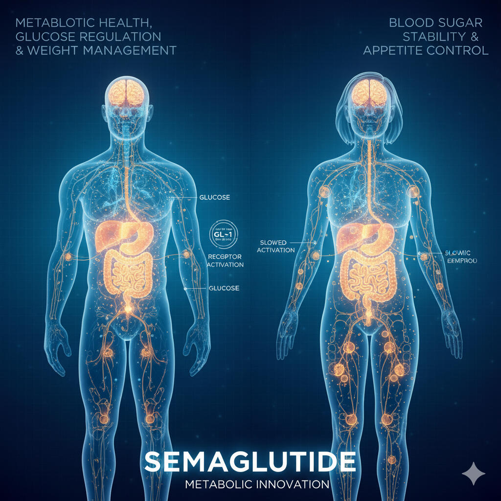 Semaglutide GLP-1 peptide that controls appetite, stabilizes blood sugar, and promotes fat loss. $349 / month